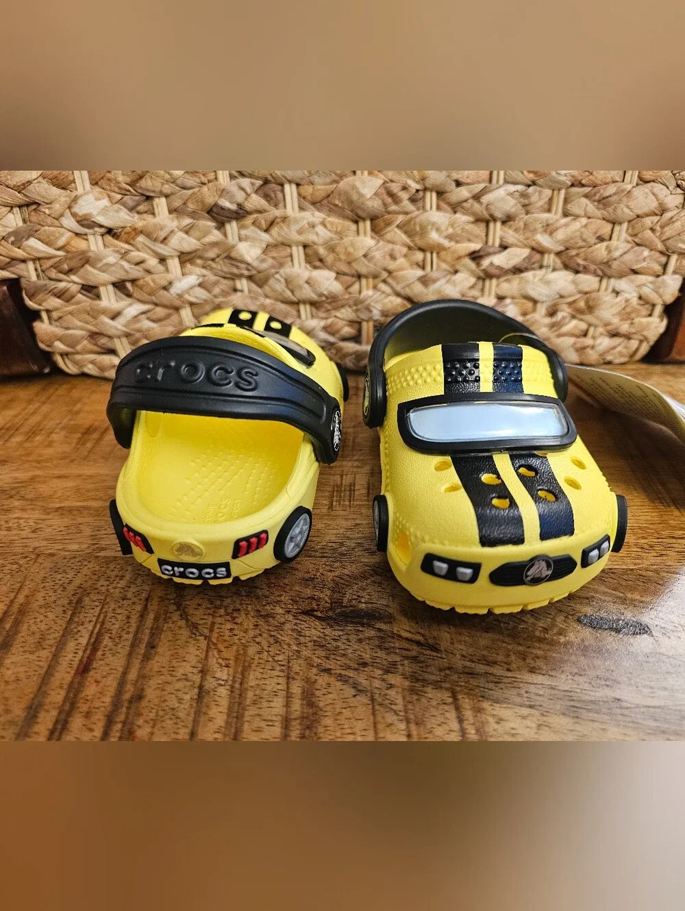 NWT Crocs Toddler Size C4 Classic I AM Race Car Clogs Yellow